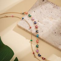 Cute Pastoral Simple Style Irregular Eye Butterfly Copper Irregular Layered Chain Necklace main image 4