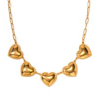 Ig Style Heart Shape Stainless Steel 18k Gold Plated Necklace In Bulk main image 2