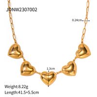 Ig Style Heart Shape Stainless Steel 18k Gold Plated Necklace In Bulk sku image 1