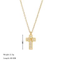 Punk Streetwear Cross Stainless Steel White Gold Plated Gold Plated Zircon Pendant Necklace In Bulk sku image 1