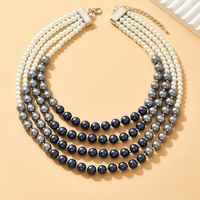 Elegant Luxuriös Dame Einfarbig Künstliche Perle Zinklegierung Perlen Frau Dreilagige Halskette main image 5