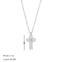 Punk Streetwear Cross Stainless Steel White Gold Plated Gold Plated Zircon Pendant Necklace In Bulk sku image 2