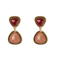 1 Pair Retro Water Droplets Plating Alloy Stone 18k Gold Plated Drop Earrings main image 5