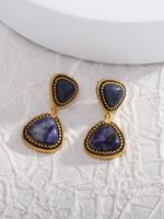 1 Pair Retro Water Droplets Plating Alloy Stone 18k Gold Plated Drop Earrings sku image 1