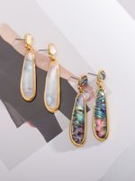 1 Pair Retro Water Droplets Plating Inlay Alloy Acrylic Shell 18k Gold Plated Drop Earrings main image 3