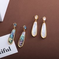 1 Pair Retro Water Droplets Plating Inlay Alloy Acrylic Shell 18k Gold Plated Drop Earrings main image 1