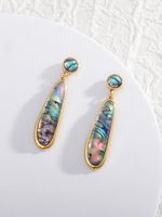 1 Pair Retro Water Droplets Plating Inlay Alloy Acrylic Shell 18k Gold Plated Drop Earrings sku image 2