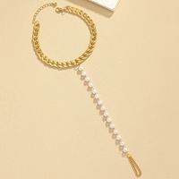 Vacation Beach Korean Style Solid Color Imitation Pearl Alloy Wholesale Anklet main image 3