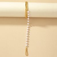 Vacation Beach Korean Style Solid Color Imitation Pearl Alloy Wholesale Anklet main image 6