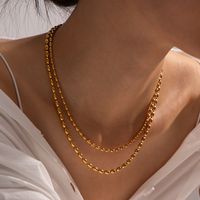Ig Style Solid Color Stainless Steel Plating 18k Gold Plated Double Layer Necklaces main image 5