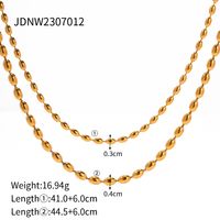 Ig-stil Einfarbig Rostfreier Stahl Überzug 18 Karat Vergoldet Doppellagige Halsketten sku image 1