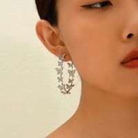 1 Pair Elegant Beach Commute Butterfly Inlay Alloy Rhinestone Zircon Earrings main image 3