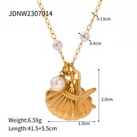 Ig Style Casual Starfish Shell Stainless Steel Pearl Plating 18k Gold Plated Pendant Necklace sku image 1