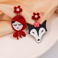 1 Pair Ig Style Cartoon Style Wolf Plating Arylic Drop Earrings main image 4