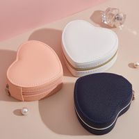 Simple Style Classic Style Heart Shape Solid Color Pu Leather Jewelry Boxes main image 4