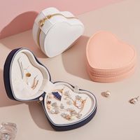 Simple Style Classic Style Heart Shape Solid Color Pu Leather Jewelry Boxes main image 1