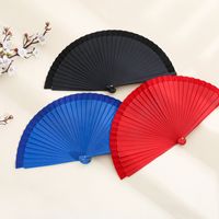 Spanish Plain Pure Wood Folding Fan Female Modern Simple Fan Props Classical Solid Color Folding Fan Folding Fan Wholesale main image 3