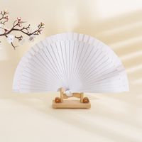 Spanish Plain Pure Wood Folding Fan Female Modern Simple Fan Props Classical Solid Color Folding Fan Folding Fan Wholesale sku image 1