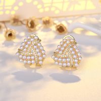 1 Pair Simple Style Square Inlay Copper Pearl Ear Studs main image 1