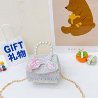 Girl's Small Cotton Shell Fish Tail Cute Sequins Pearls Square Flip Cover Crossbody Bag sku image 1