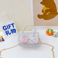 Girl's Small Cotton Shell Fish Tail Cute Sequins Pearls Square Flip Cover Crossbody Bag sku image 6