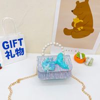Girl's Small Cotton Shell Fish Tail Cute Sequins Pearls Square Flip Cover Crossbody Bag sku image 9