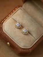 1 Pair Lady Solid Color Plating Inlay Copper Zircon Ear Studs main image 4