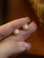 1 Pair Lady Solid Color Plating Inlay Copper Zircon Ear Studs main image 3