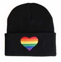 Unisex Simple Style Rainbow Heart Shape Embroidery Crimping Wool Cap main image 3
