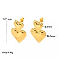 1 Pair Original Design Heart Shape Stainless Steel Ear Studs sku image 4