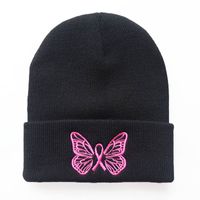 Women's Simple Style Butterfly Embroidery Crimping Wool Cap main image 4