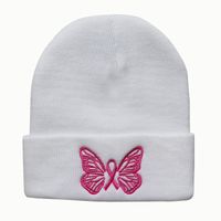 Women's Simple Style Butterfly Embroidery Crimping Wool Cap sku image 2