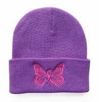 Women's Simple Style Butterfly Embroidery Crimping Wool Cap main image 3