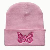 Women's Simple Style Butterfly Embroidery Crimping Wool Cap sku image 3