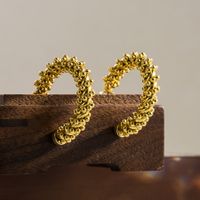 1 Paar Vintage-stil Einfacher Stil C-form Halbkreis Rostfreier Stahl Vergoldet Ohrringe main image 3