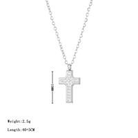 Simple Style Commute Cross Stainless Steel White Gold Plated Gold Plated Zircon Pendant Necklace In Bulk sku image 2
