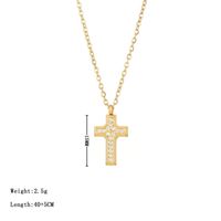 Simple Style Commute Cross Stainless Steel White Gold Plated Gold Plated Zircon Pendant Necklace In Bulk sku image 1