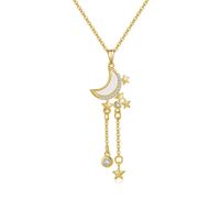 Ig Style Simple Style Leaf Moon Flower Titanium Steel Zircon Necklace In Bulk main image 4