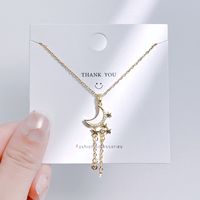 Ig Style Simple Style Leaf Moon Flower Titanium Steel Zircon Necklace In Bulk main image 3