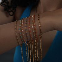 Wholesale Bohemian Colorful Titanium Steel Enamel Plating 18k Gold Plated Bracelets Necklace main image 6
