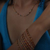 Wholesale Bohemian Colorful Titanium Steel Enamel Plating 18k Gold Plated Bracelets Necklace main image 4