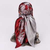 Women's Retro Simple Style Flower Chains Print Satin Printing Silk Scarf sku image 23