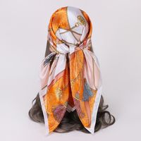 Women's Retro Simple Style Flower Chains Print Satin Printing Silk Scarf sku image 27