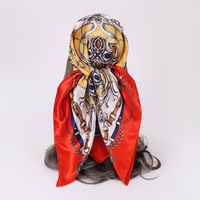 Women's Retro Simple Style Flower Chains Print Satin Printing Silk Scarf sku image 18