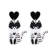 1 Pair Funny Cat Printing Arylic Earrings sku image 3
