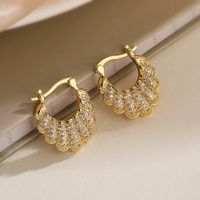 1 Pair Elegant Lady Geometric Plating Inlay Copper Zircon 18k Gold Plated Earrings main image 4