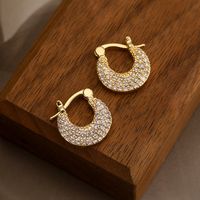 1 Pair Elegant Lady Geometric Plating Inlay Copper Zircon 18k Gold Plated Earrings main image 3