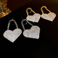 1 Pair Korean Style Heart Shape Inlay Alloy Zircon Drop Earrings main image 1