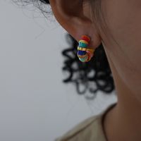 1 Pair Casual Vacation Colorful Enamel Plating Titanium Steel 18k Gold Plated Earrings main image 7