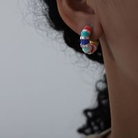 1 Pair Casual Vacation Colorful Enamel Plating Titanium Steel 18k Gold Plated Earrings main image 5